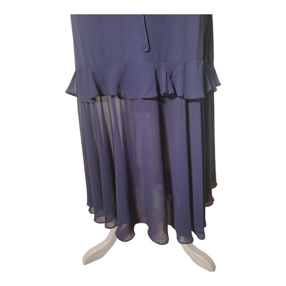 Betsy & Adam tiered chiffon navy blue sleeveless strap ruffled size 6 - Picture 6 of 12